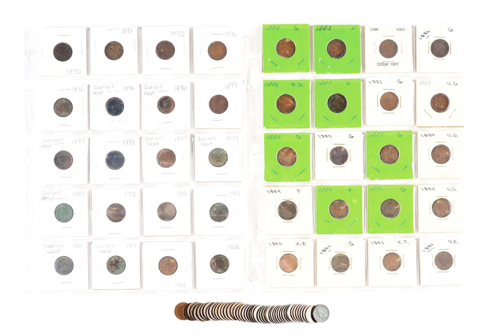 LARGE LOT OF INDIAN HEAD CENTS IN TWO ALBUMS AND LOOSE COIN. (1 of 6)