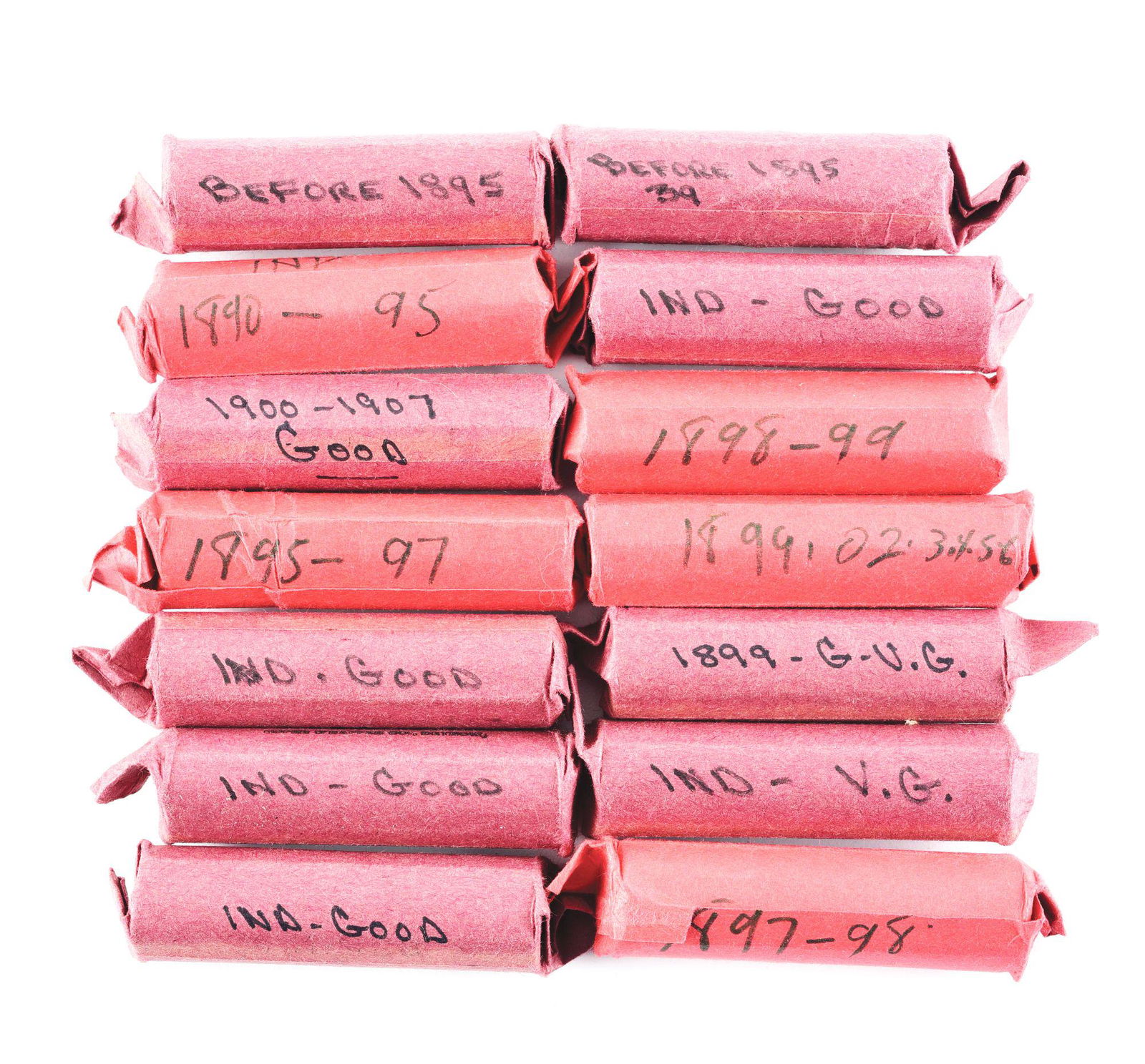 LOT OF INDIAN HEAD CENTS IN ROLLS. (1 of 2)