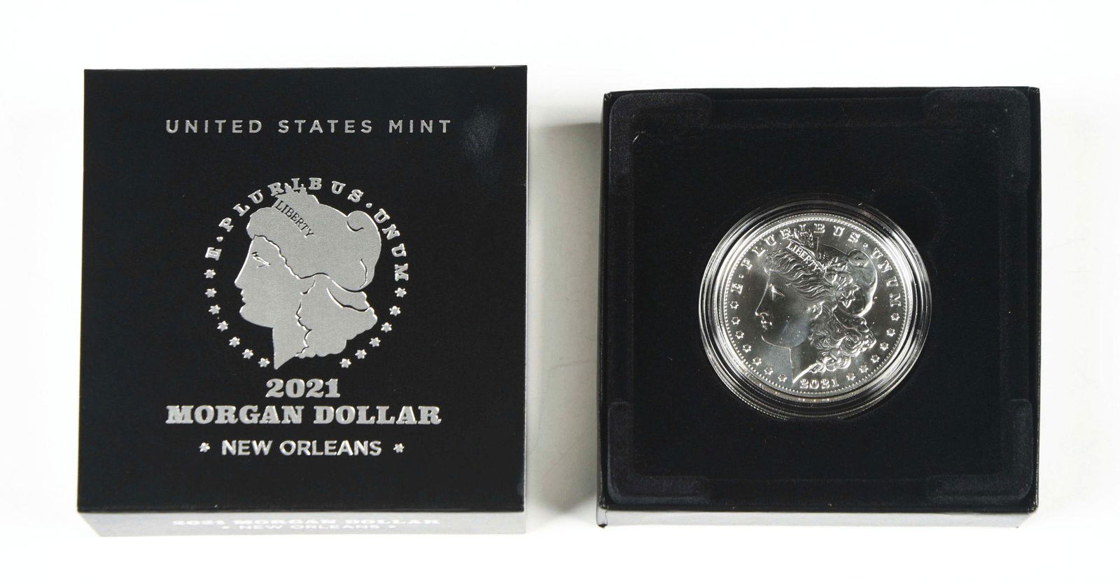 LOT OF 5: 2021 MORGAN SILVER DOLLARS. (1 of 2)