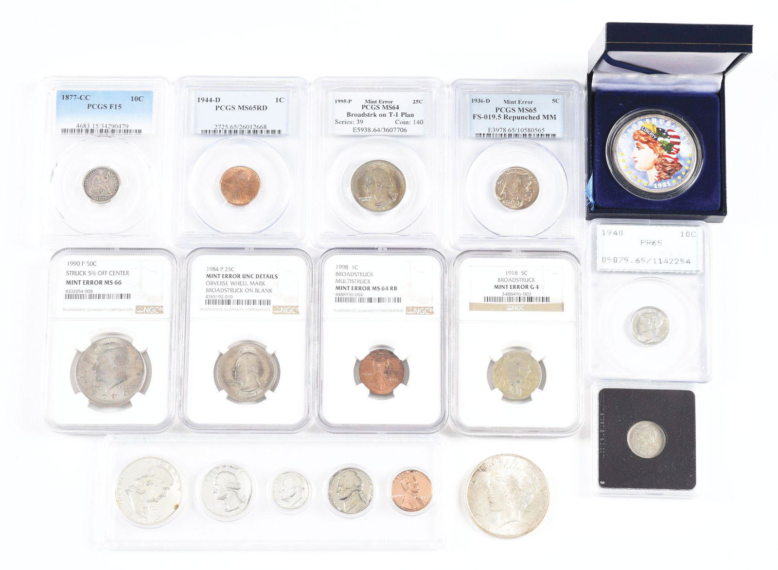 LARGE LOT OF GRADED U.S.A. COINS & ERROR COINS. (1 of 4)