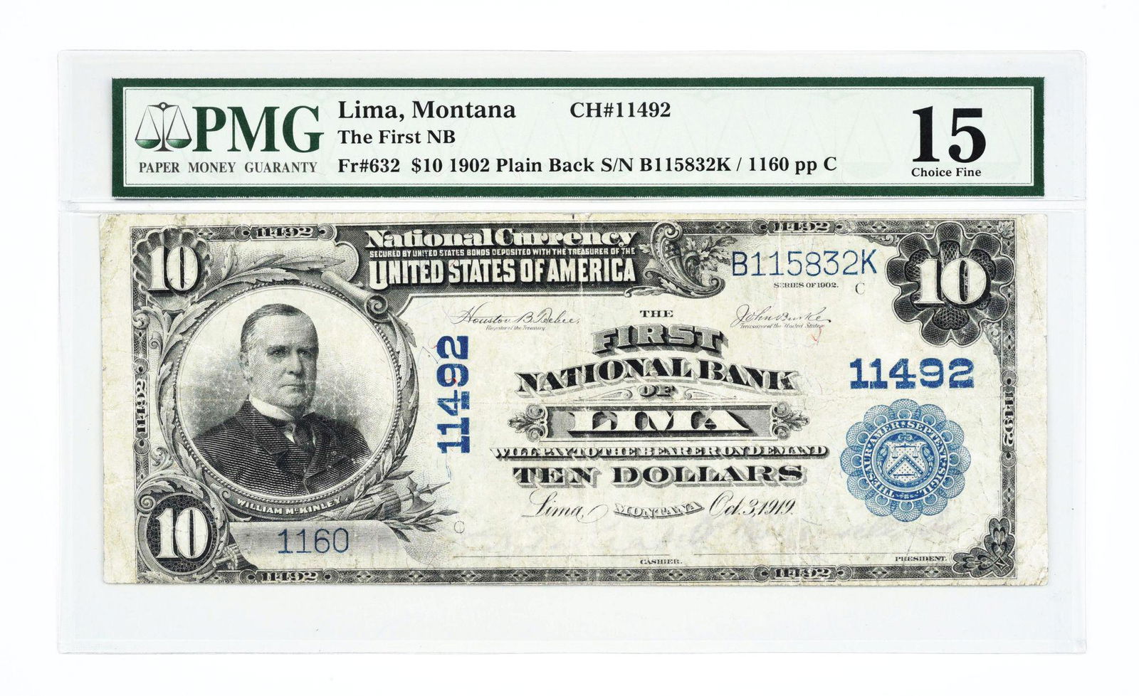 $10 1902 FIRST NATIONAL BANK NOTE. (1 of 2)