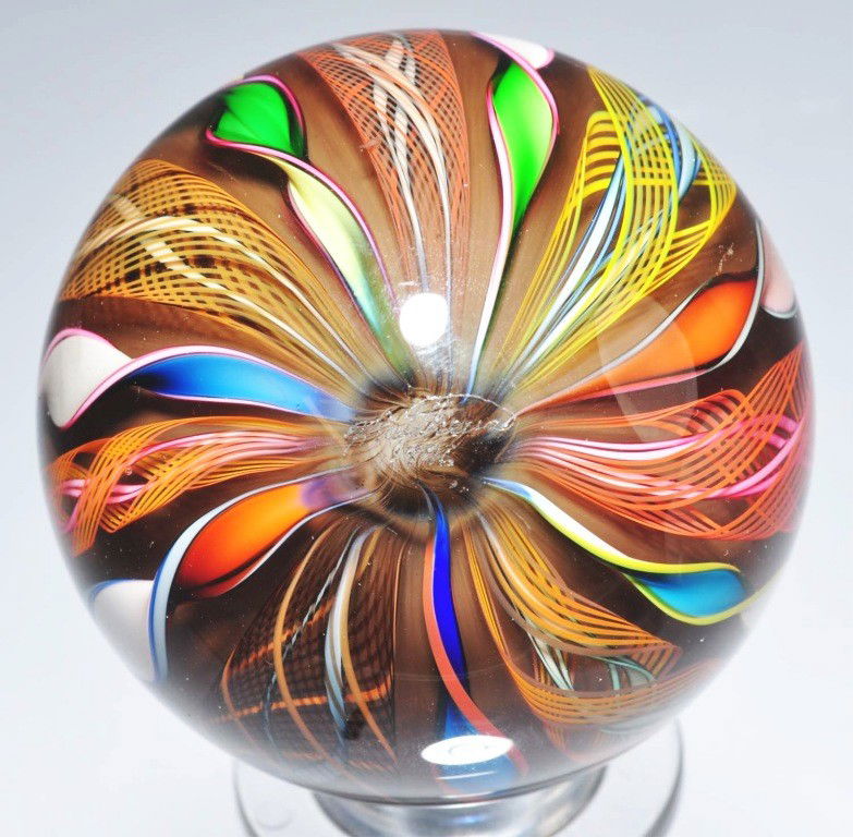 Mark Matthews Marble.: Clown Murano. Signed Matthews 1996. True perfection. 2 - 1/4" Dia. Condition: (9.5).