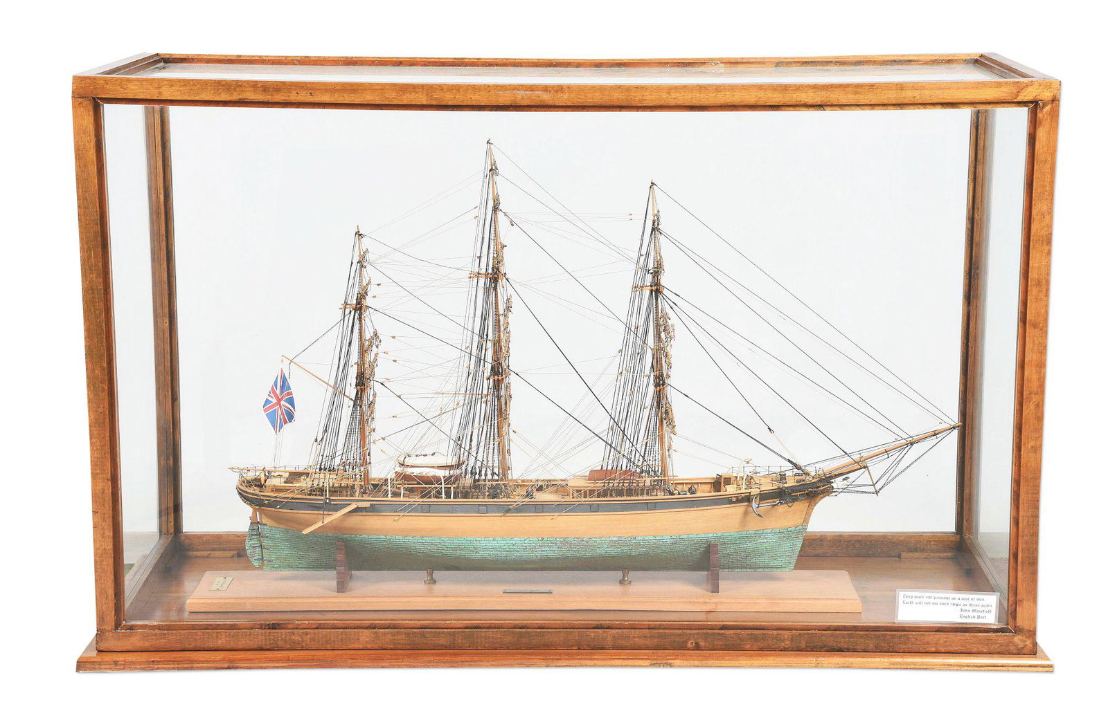 CUTTY SARK WOODEN SHIP MODEL WITH DISPLAY CASE.: The Cutty Sark was a British Clipper Ship built in 1898 specially for tea trade with China. With the opening of the Suez Canal in 1869 and advancements in steamships, the Cutty Sark was only used for