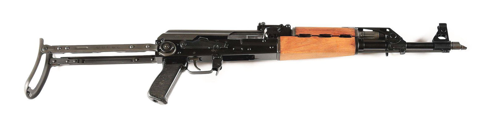 (M) CENTURY ARMS M70AB2 SEMI-AUTOMATIC RIFLE WITH UNDER FOLDING STOCK.: Century Arms International model M70AB2 semi-automatic rifle chambered in 7.62x39mm. This Yugoslavian AK pattern rifle is built on a stamped receiver and features a slant break muzzle device, bayonet 