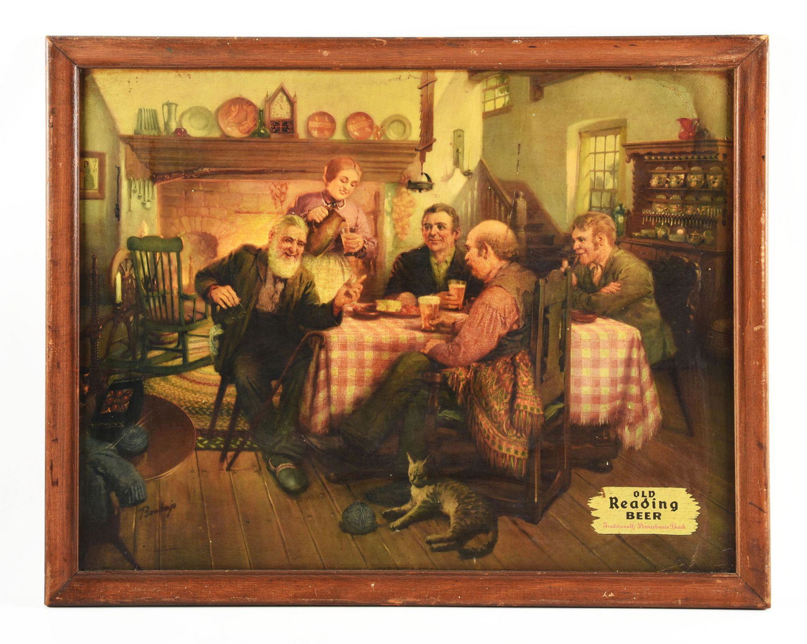 FRAMED CARDBOARD SIGN FROM THE THE OLD READING BEER CO. (1 of 3)