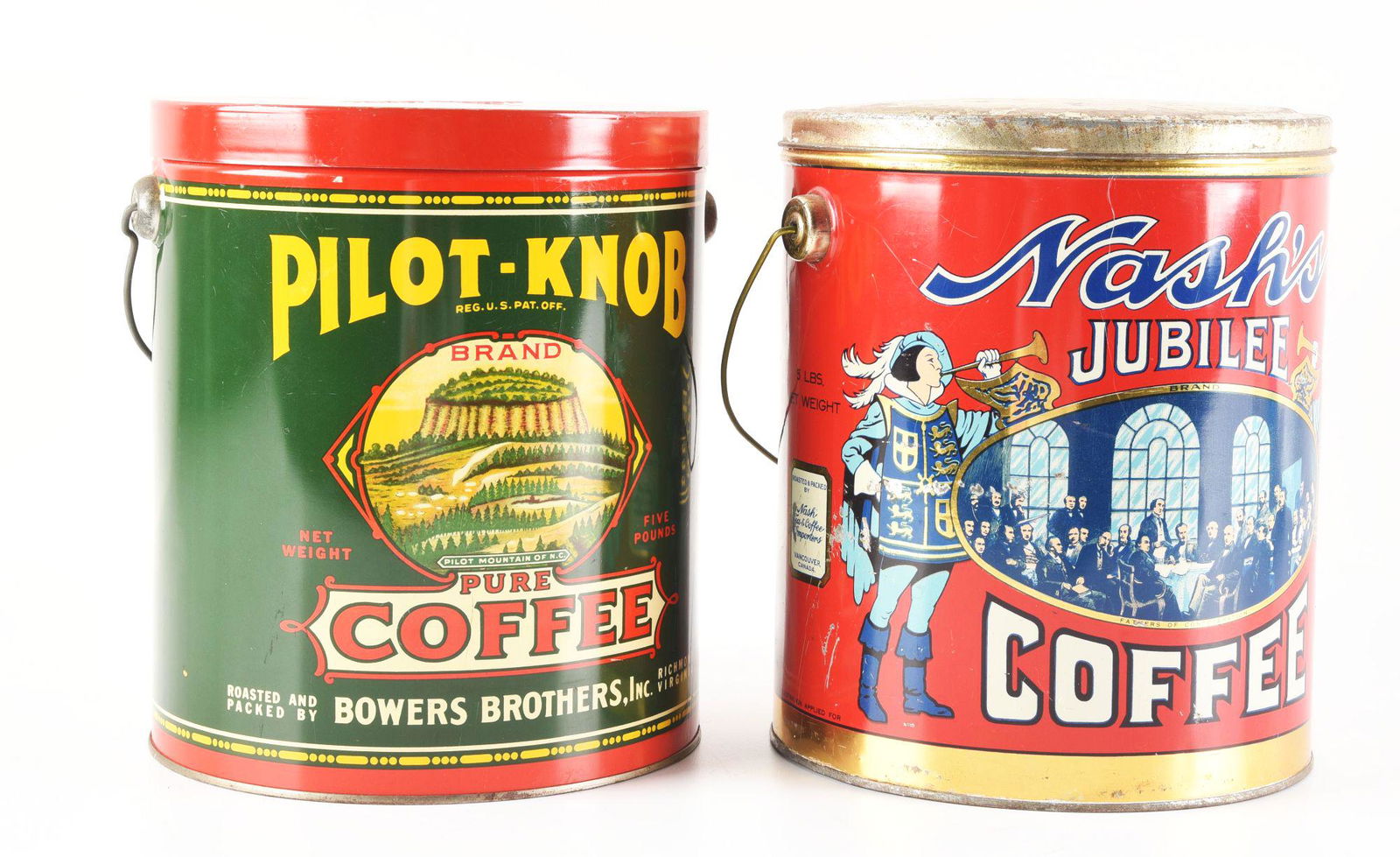 LOT OF 2: PAINTED TIN COFFEE TINS. (1 of 4)