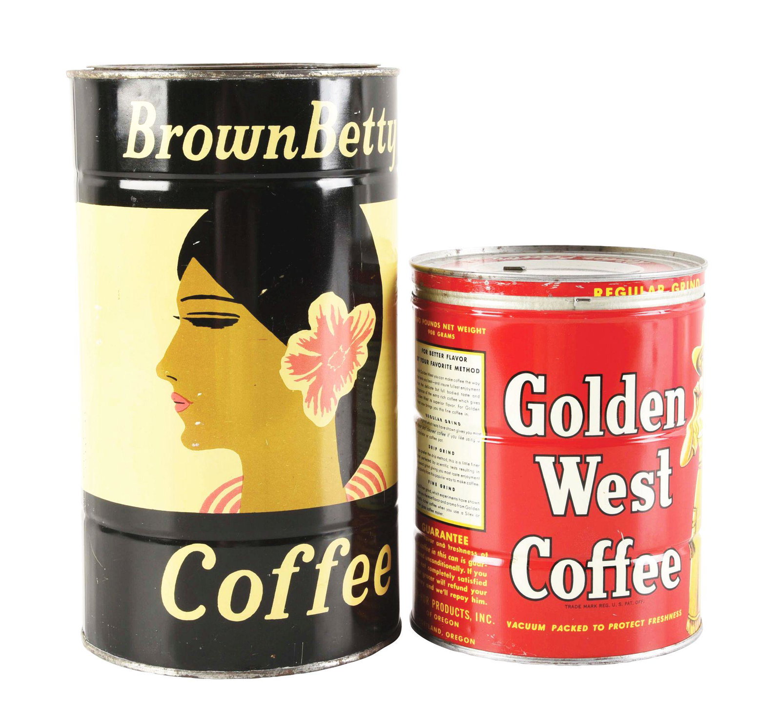LOT OF 2: TIN LITHOGRAPH COFFEE TINS. (1 of 4)