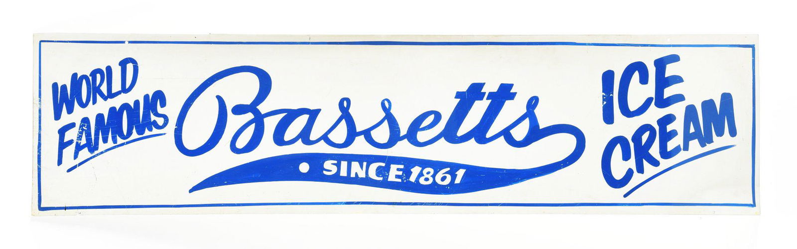 DOUBLE-SIDED PAINTED ALUMINUM BASSETTS ICE CREAM SIGN. (1 of 2)