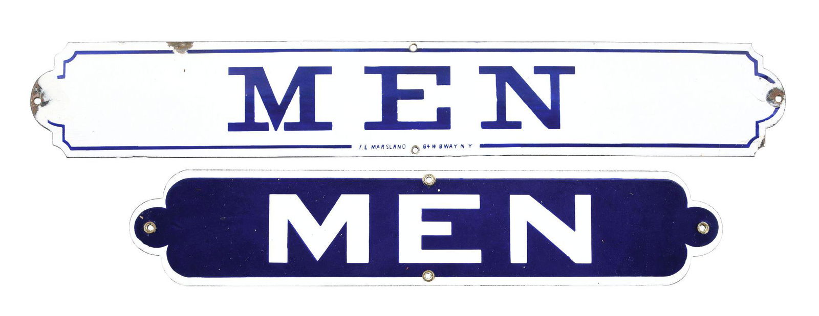 LOT OF 2: SINGLE-SIDED PORCELAIN MENS RESTROOM SIGNS. (1 of 3)