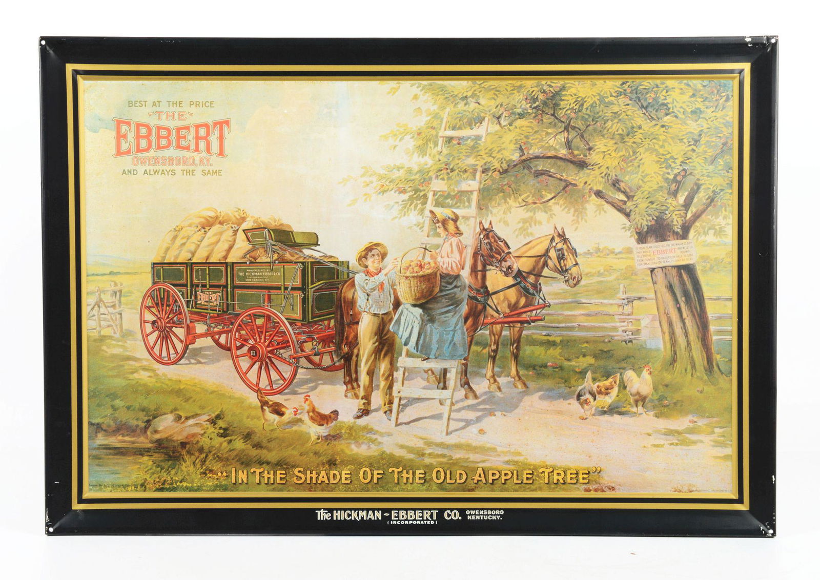 HICKMAN AND EBBERT TIN ADVERTISING SIGN. (1 of 2)