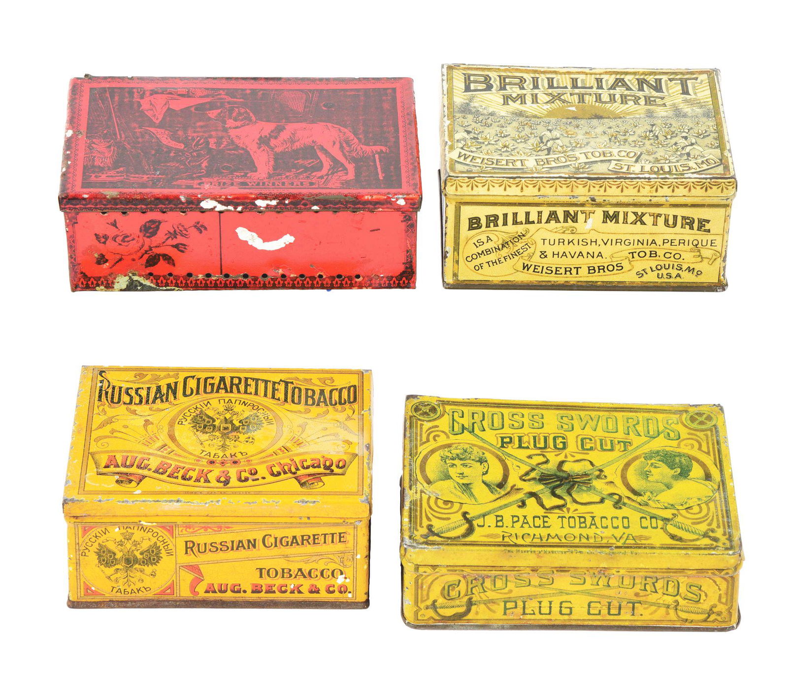 LOT OF 4: TOBACCO TINS. (1 of 4)