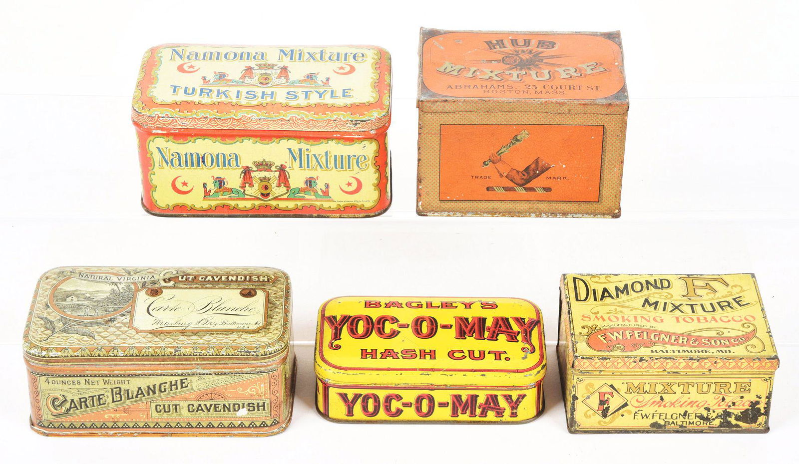 LOT OF 5: TOBACCO TINS. (1 of 4)