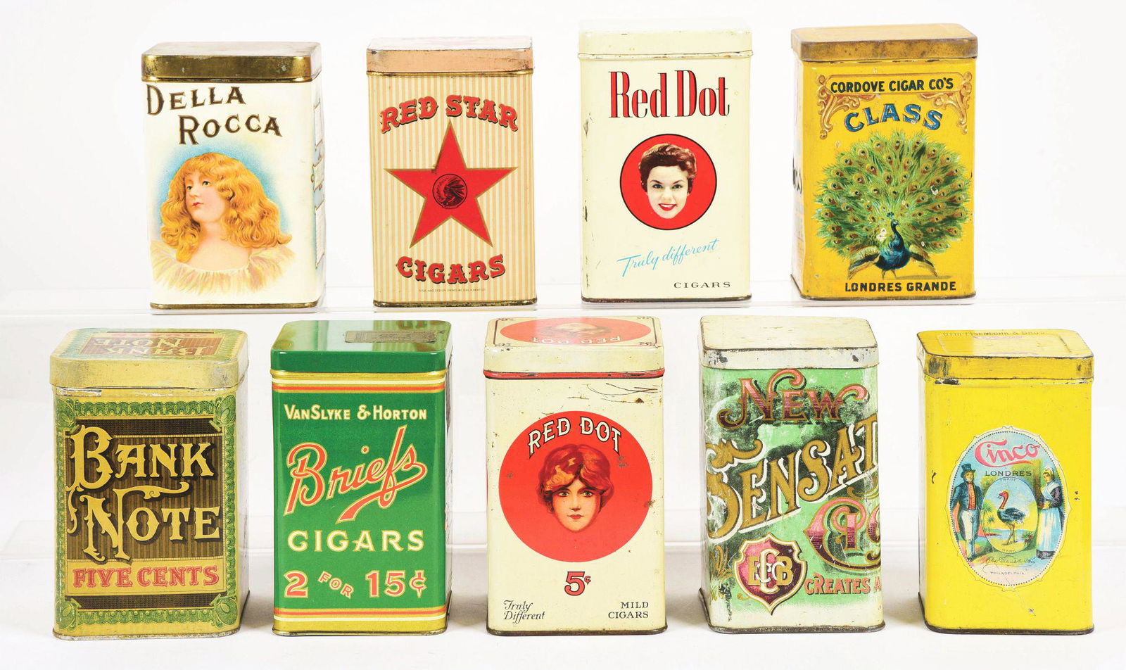 LOT OF 9: CIGAR TINS. (1 of 4)