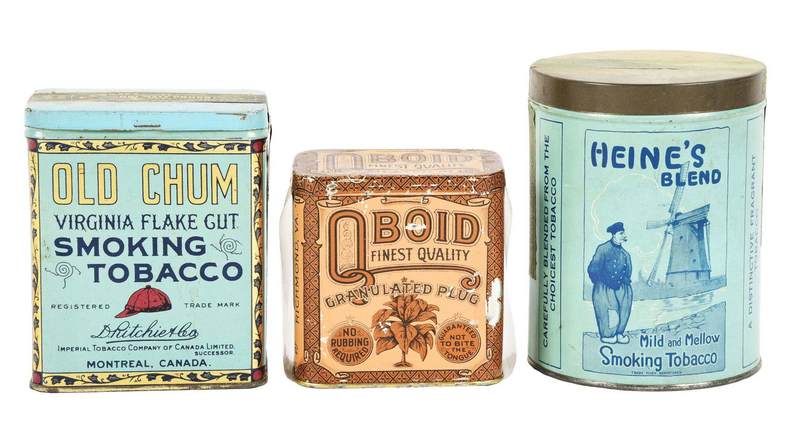 LOT OF 3: UNUSED FULL TOBACCO TINS. (1 of 4)