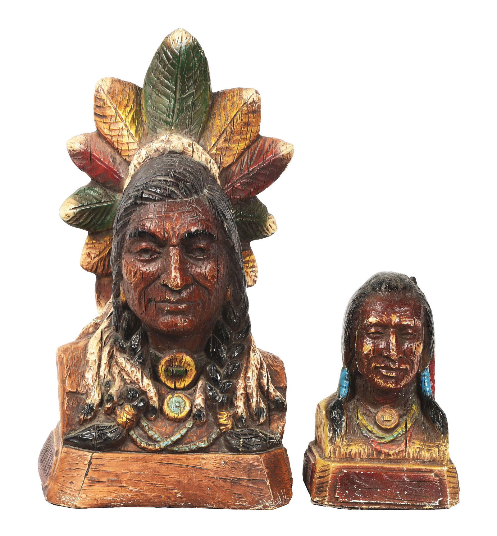 LOT OF 2: CIGAR STORE AMERICAN INDIAN DECORATIONS. (1 of 4)