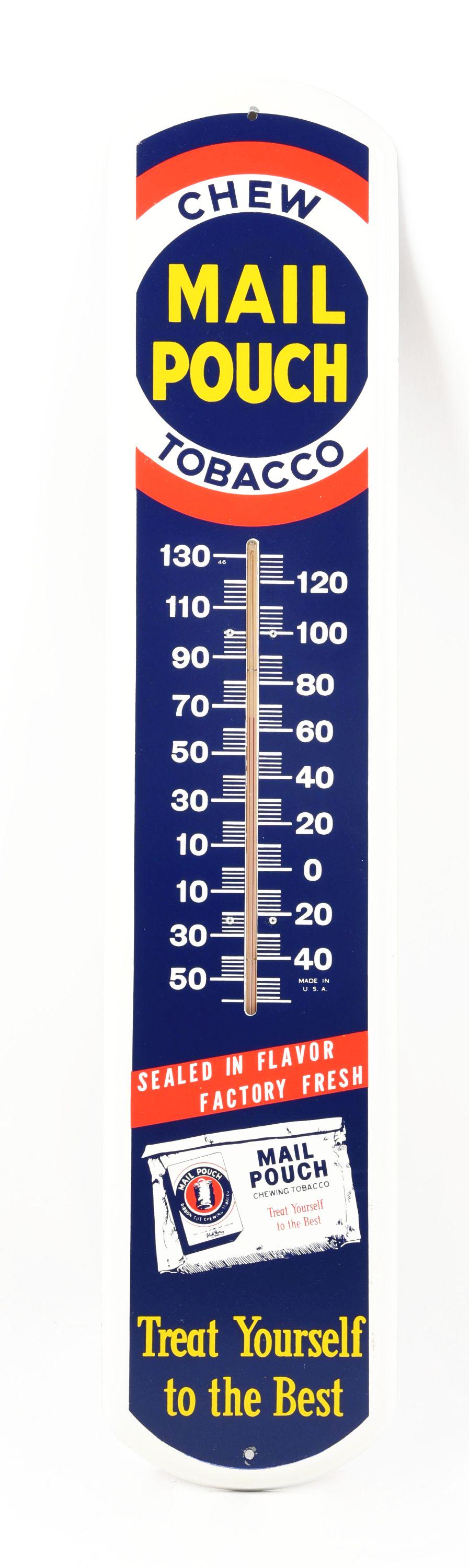 MAIL POUCH TOBACCO TIN THERMOMETER. (1 of 2)