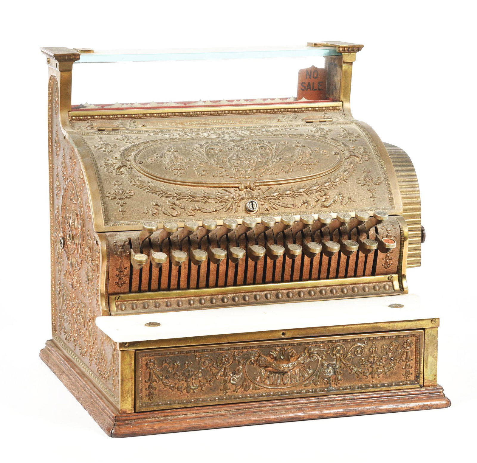 ORIGINAL BRASS NATIONAL CASH REGISTER. (1 of 2)