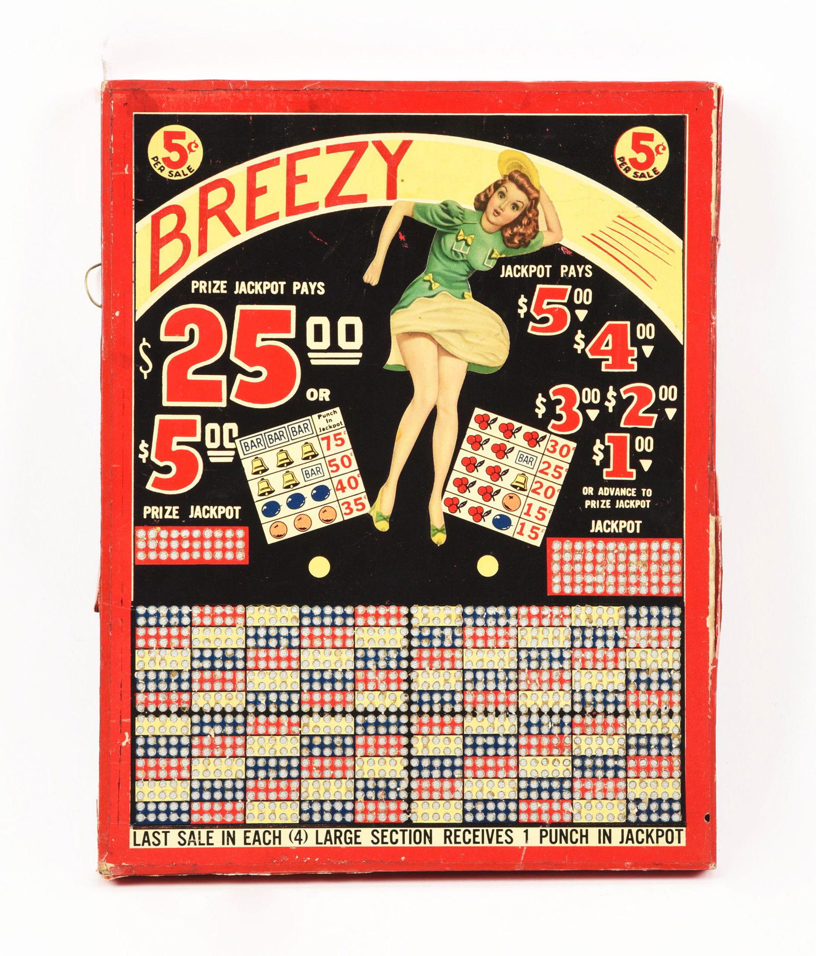 5 CENT BREEZY PRIZE JACKPOT PUNCH BOARD (1 of 2)