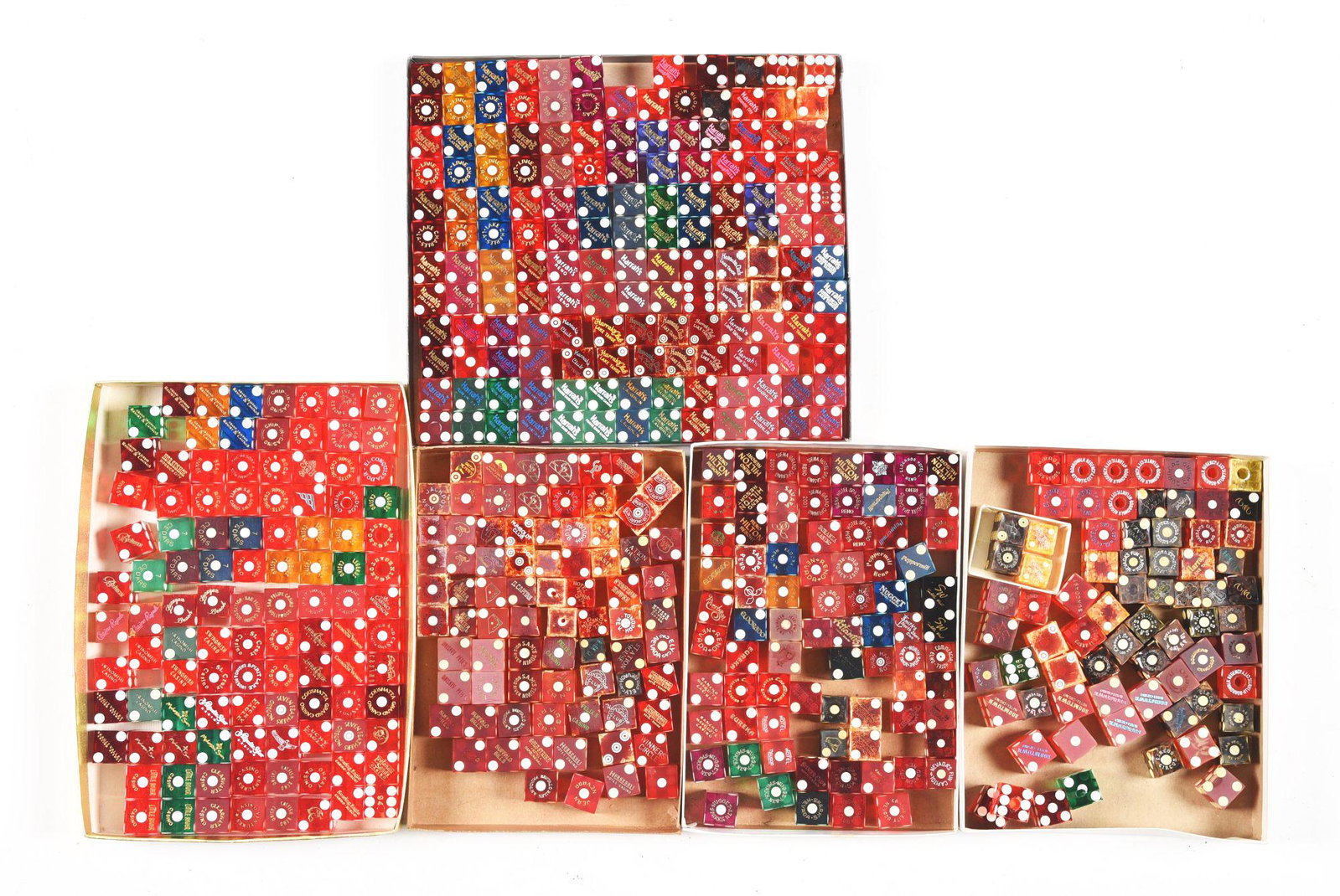 LARGE LOT OF DICE.: This large lot of dice consists mainly of casino dice in various condition and configurations.