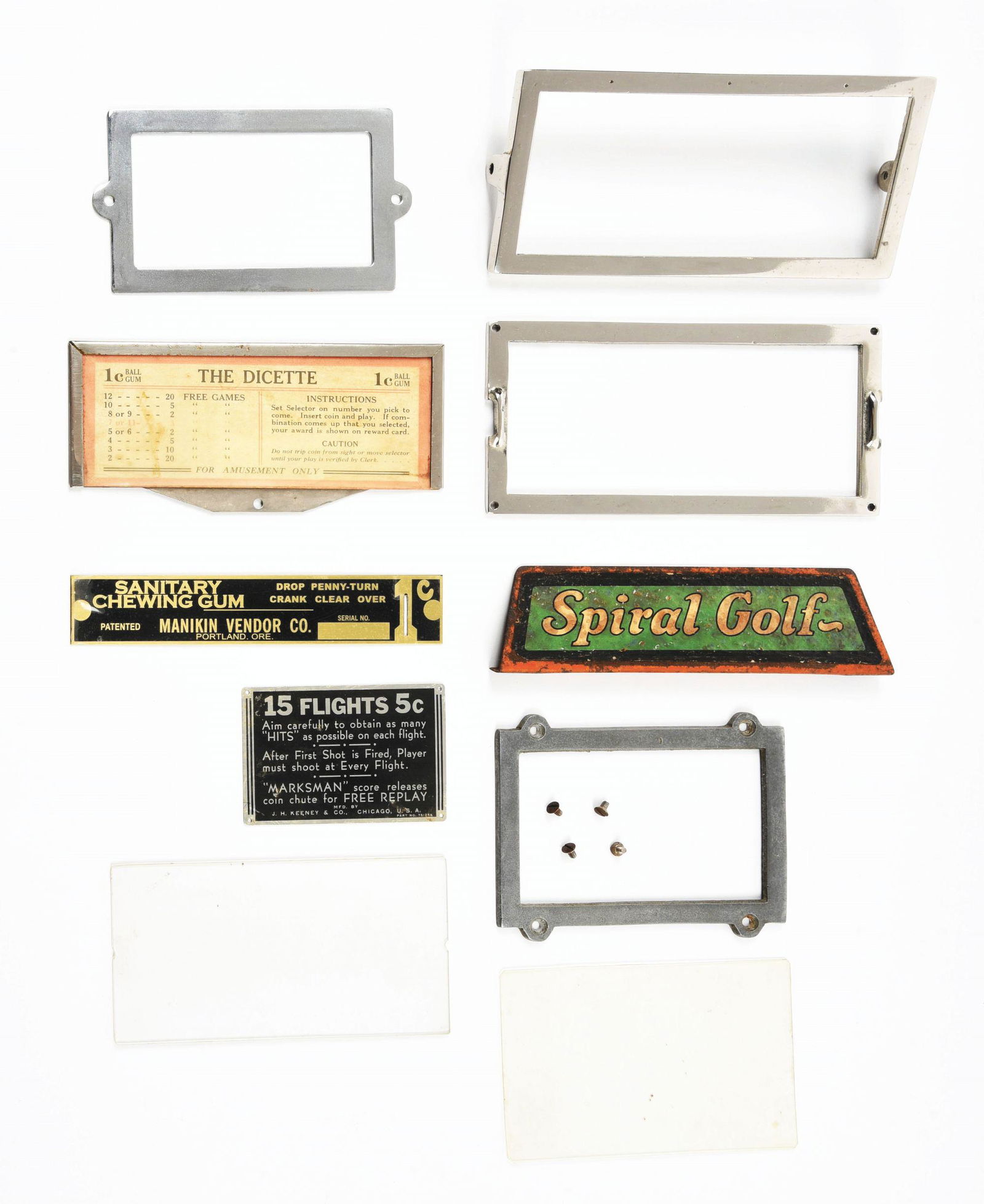 LOT OF MISC. SLOT MACHINE AND TRADE SIMULATOR AWARD CARD FRAMES. (1 of 2)