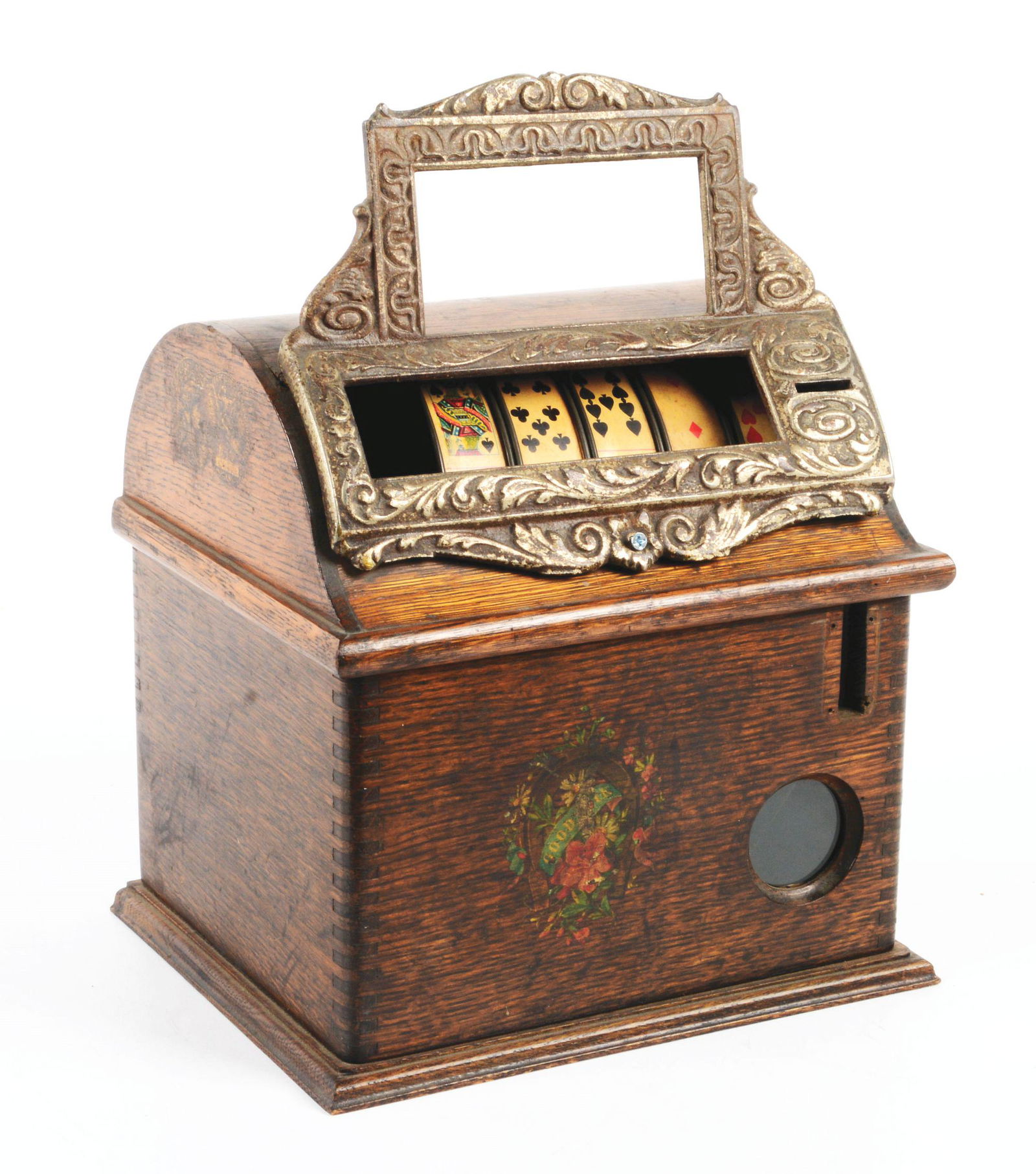 CAILLE "LITTLE PERFECTION" TRADE STIMULATOR.: This Caille "Little Perfection" trade stimulator comes with the original front casting, original reel basket and some original operating mechanism parts. The machine is being sold "As Is" for parts or