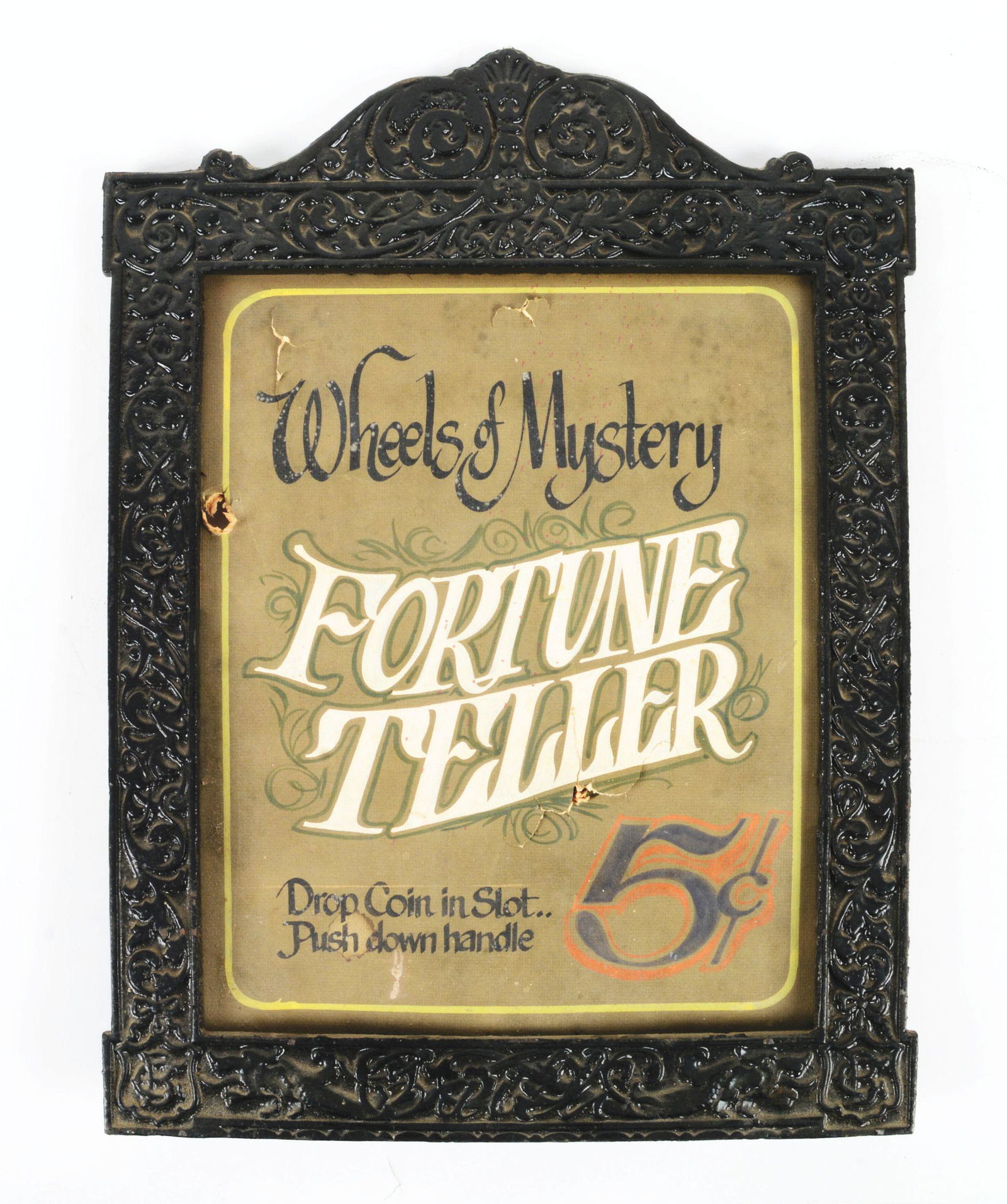 ORIGINAL CAST IRON MARQUEE TO A MUTOSCOPE. (1 of 2)