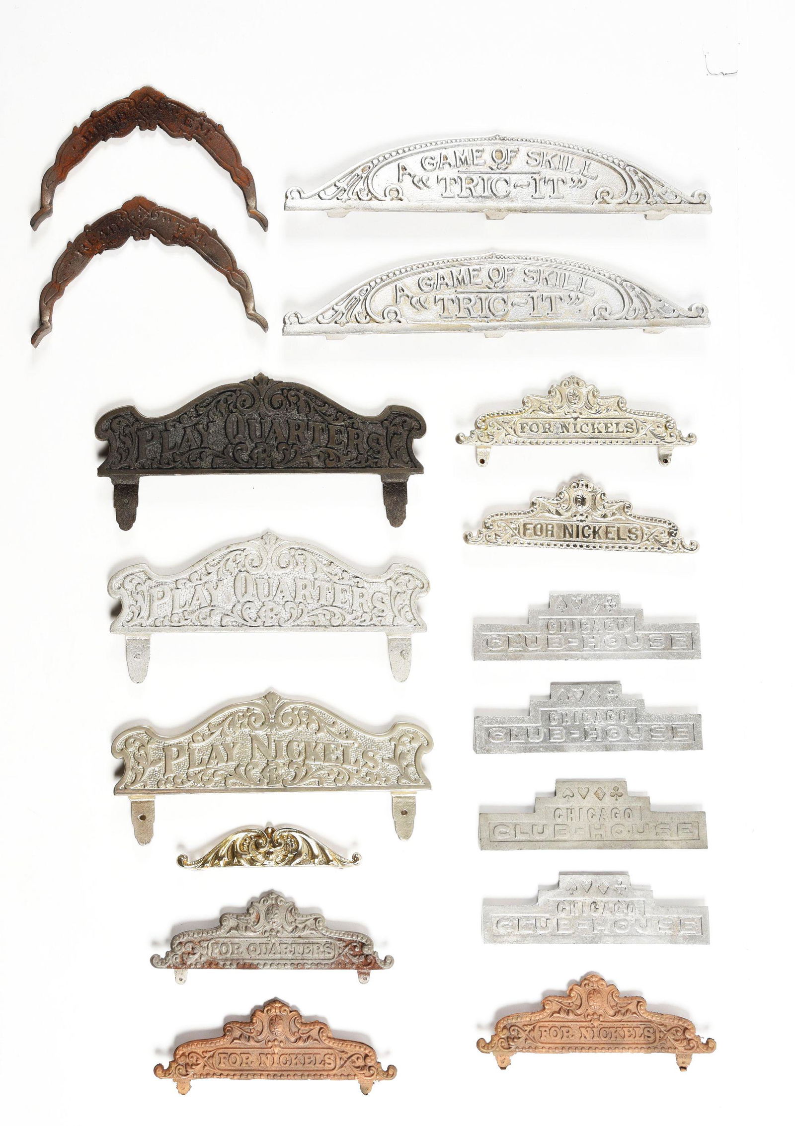 LARGE LOT OF TRADE STIMULATOR AND SKILL GAME MARQUEES. (1 of 1)