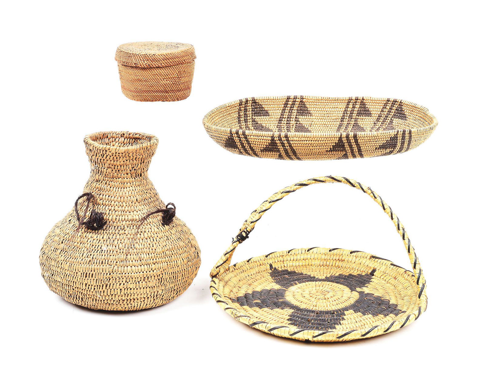 LOT OF 5: NATIVE AMERICAN WOVEN BOWLS. (1 of 6)