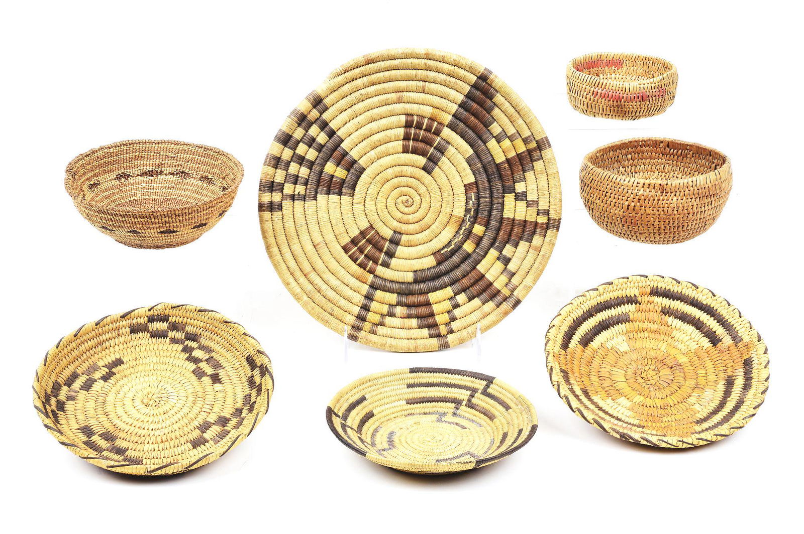 LOT OF 7: AMERICAN INDIAN BASKETS. (1 of 1)
