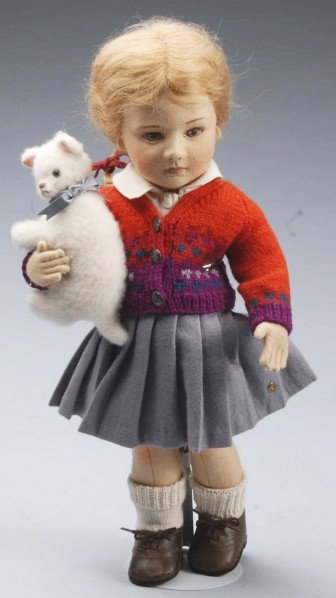 R. John Wright "Lisa".: All felt doll from Little Children Series II. #103 of 250. All original and boxed. Size: 16" T. Condition: (Excellent).