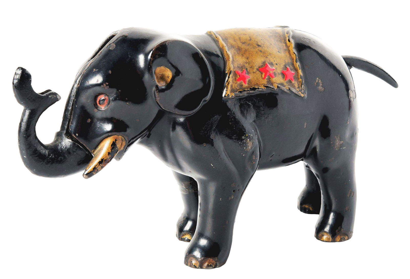 CAST IRON MECHANICAL ELEPHANT BANK. (1 of 7)