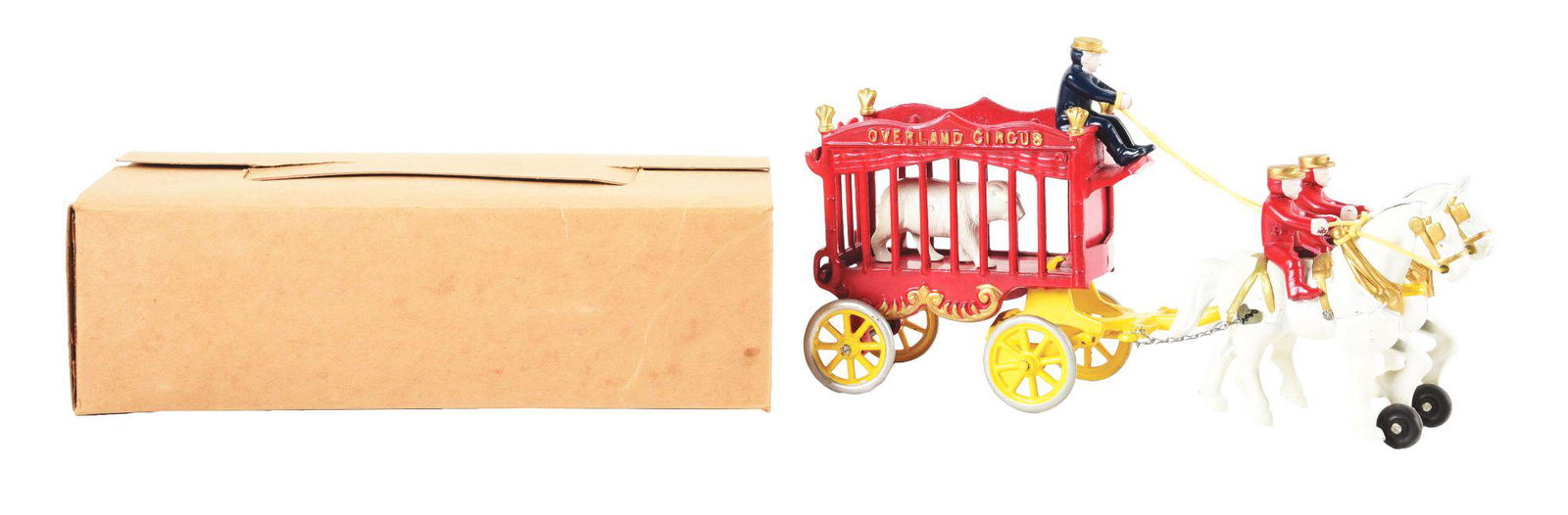 CAST IRON OVERLAND CIRCUS CAGE WITH BOX. (1 of 6)