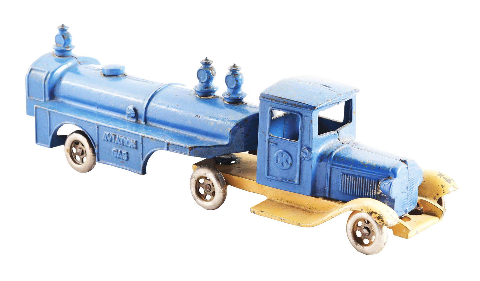 CAST IRON KILGORE 2-PIECE AVIATION GAS TRUCK. (1 of 3)