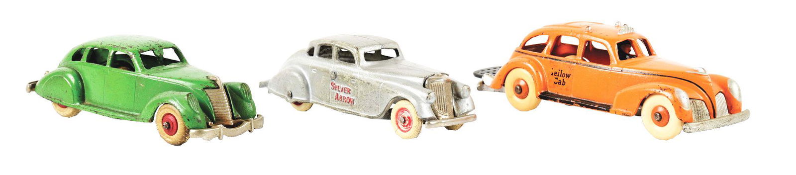 LOT OF 3: AMERICAN-MADE CAST IRON PRE-WAR AUTOMOBILE TOYS. (1 of 3)