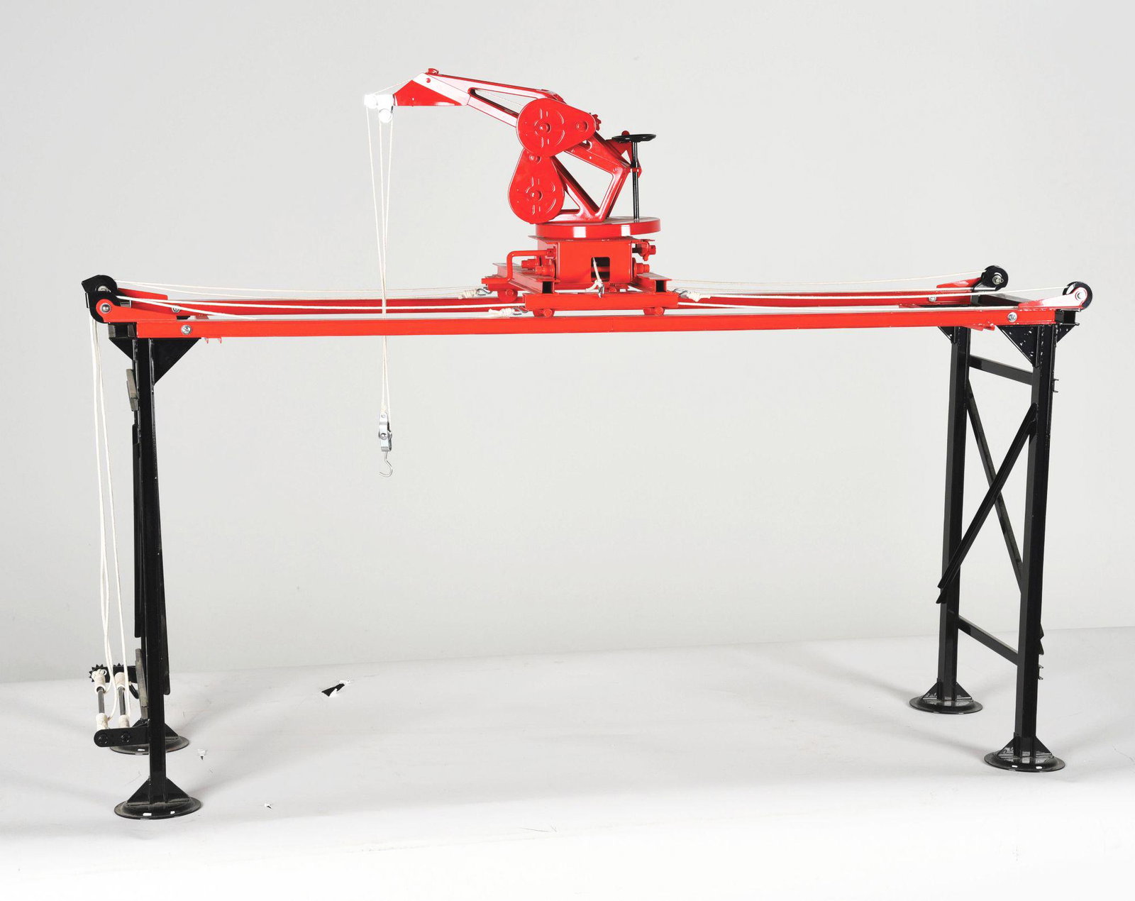 T-REPRODUCTIONS OVERHEAD WRECKING CRANE.: 45" in length by 32" tall. All original. Condition: (Excellent). Dimensions: 44 - 3/4" x 14 - 1/4" x 32 - 1/2".