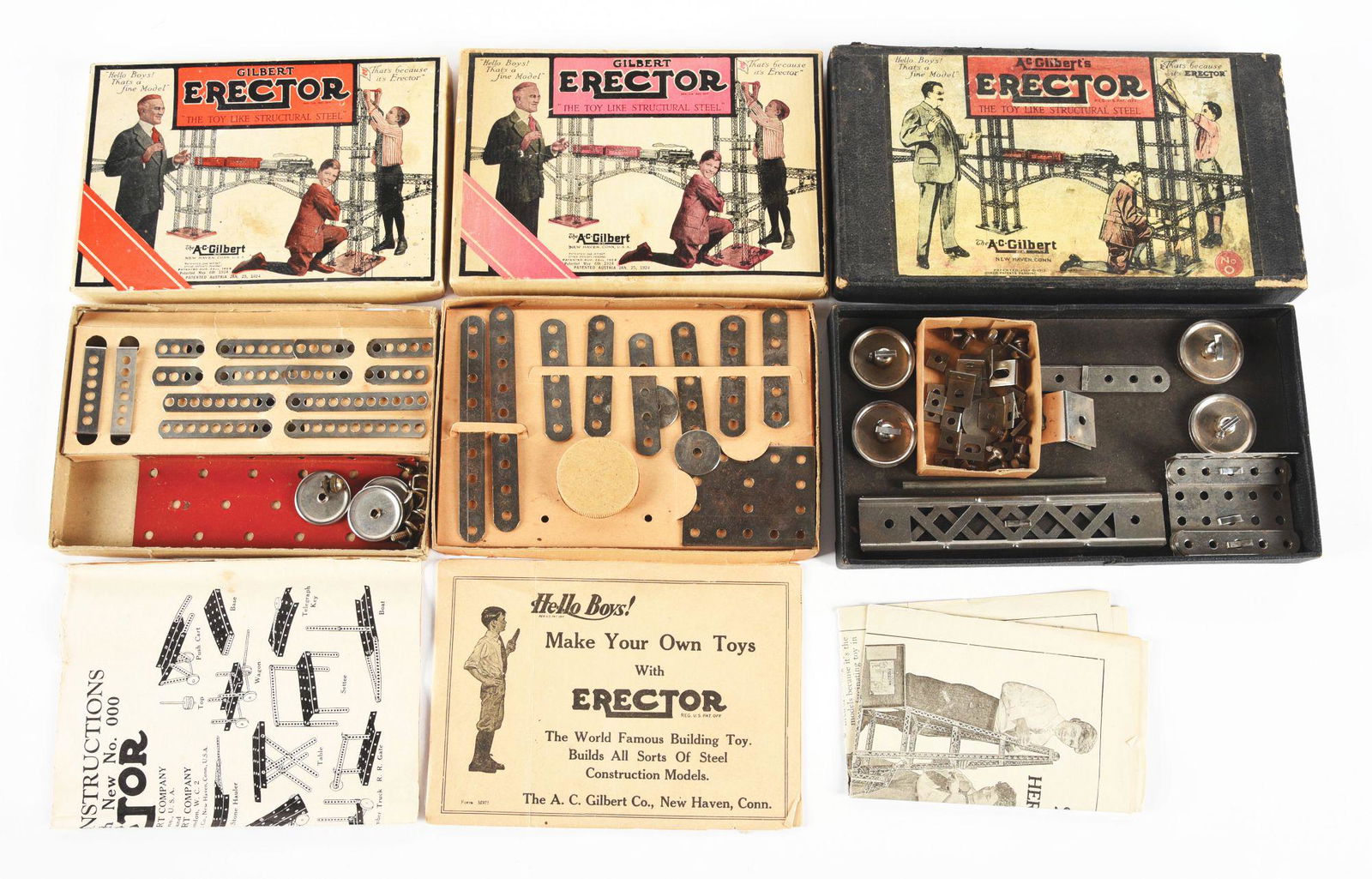 LOT OF 3: VERY EARLY PRE-WAR ERECTOR SETS C. 1920'S. (1 of 2)