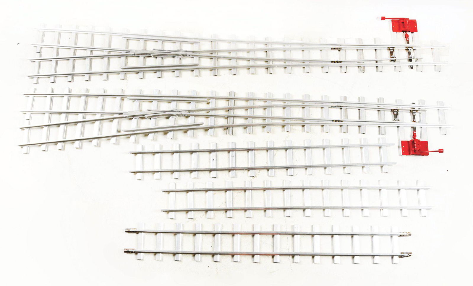 LOT OF 5: T-REPRODUCTIONS BUDDY L OUTDOOR RAILROAD SWITCHES. (1 of 2)