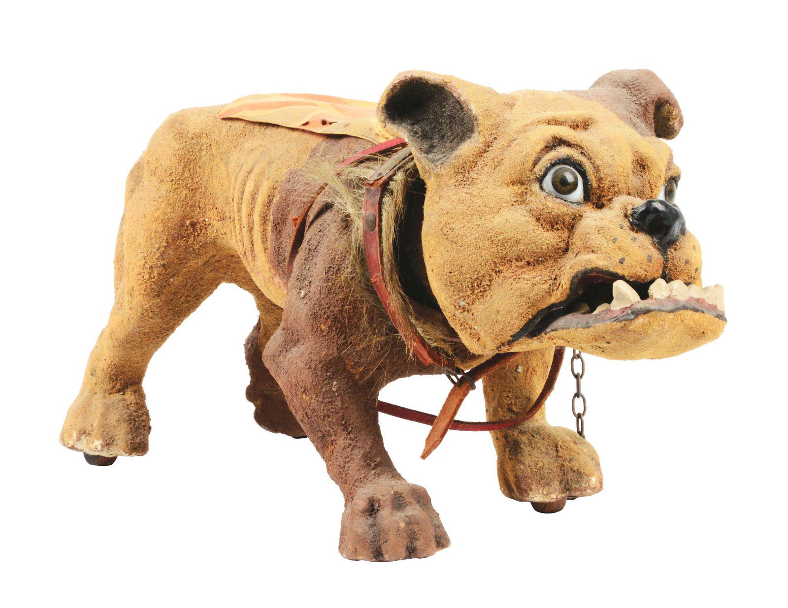 EARLY FRENCH MECHANICAL PAPER MACHE BULLDOG. (1 of 5)
