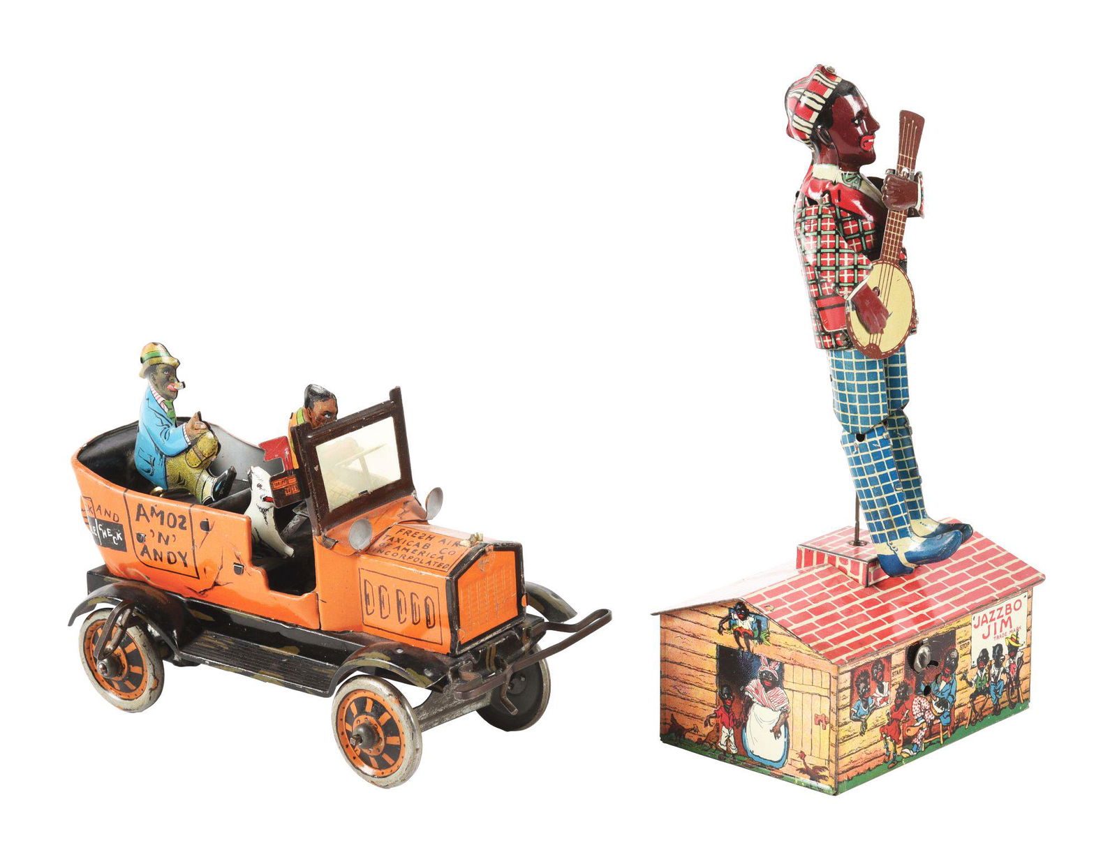 LOT OF 2: AMERICAN MADE MARX AND UNIQUE ART AFRICAN AMERICAN-THEMED TIN LITHO WIND-UP TOYS. (1 of 4)
