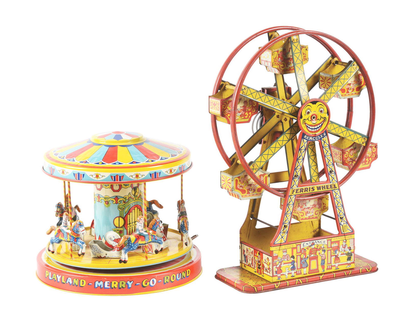 LOT OF 2: CHEIN TIN LITHO WIND-UP AMUSEMENT PARK TOYS. (1 of 4)