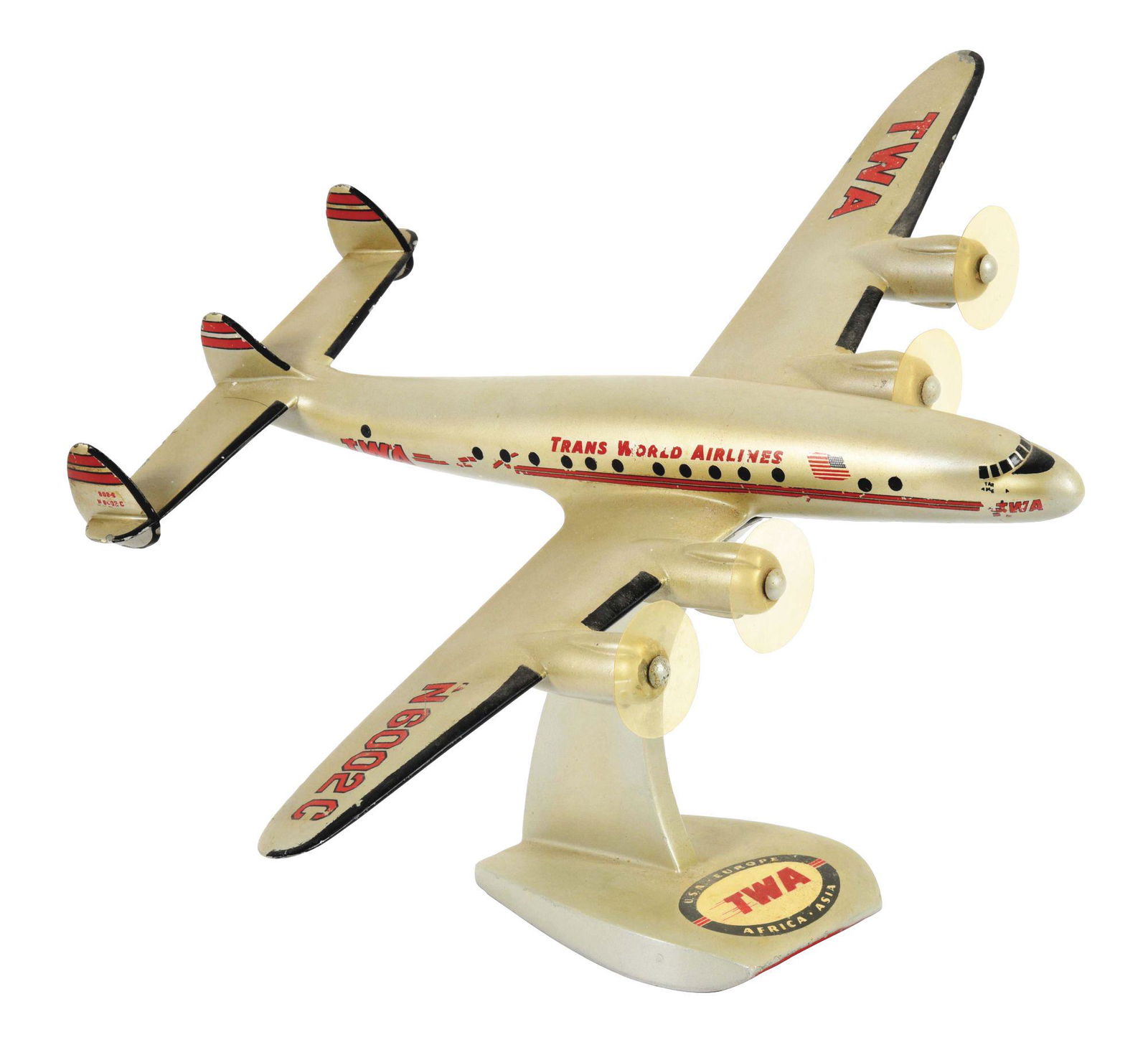 1960S TWA LOCKHEED L-749A-79 CONSTELLATION ALUMINUM DESK MODEL. (1 of 3)