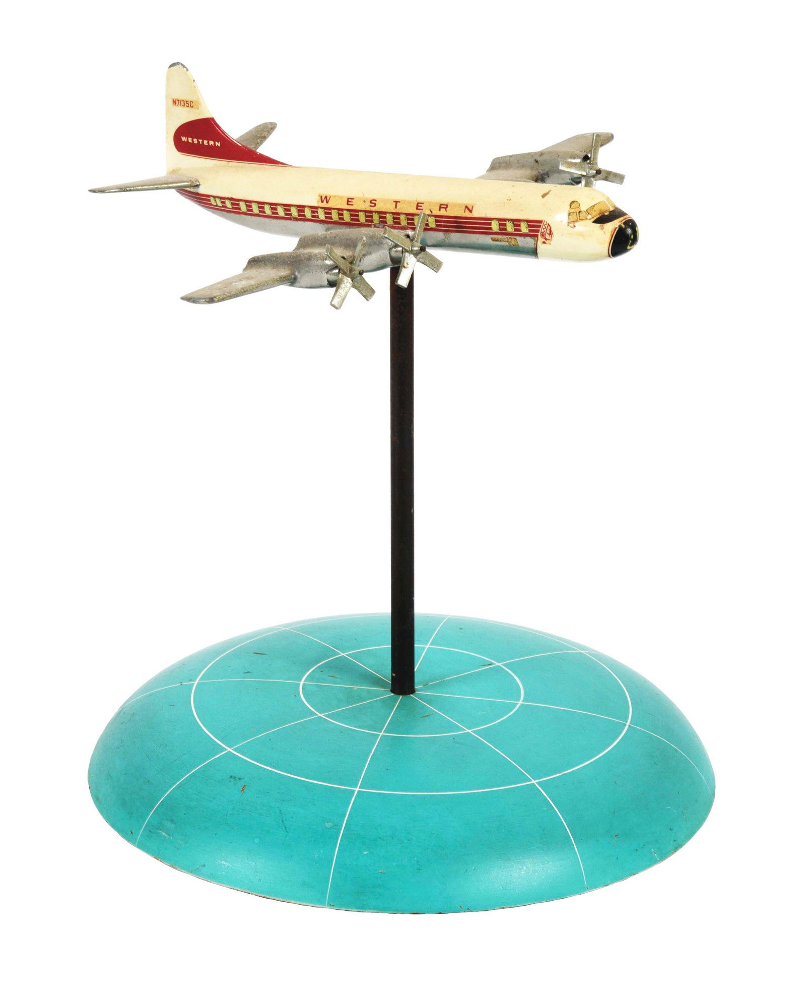 WESTERN AIRLINES LOCKHEED L-188A ELECTRA ALUMINUM DESK MODEL. (1 of 5)