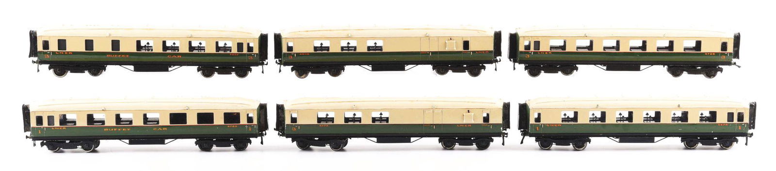 LOT OF 6: PRE-WAR EDWARD EXLEY BRITISH-MADE O SCALE PASSENGER CARS. (1 of 2)