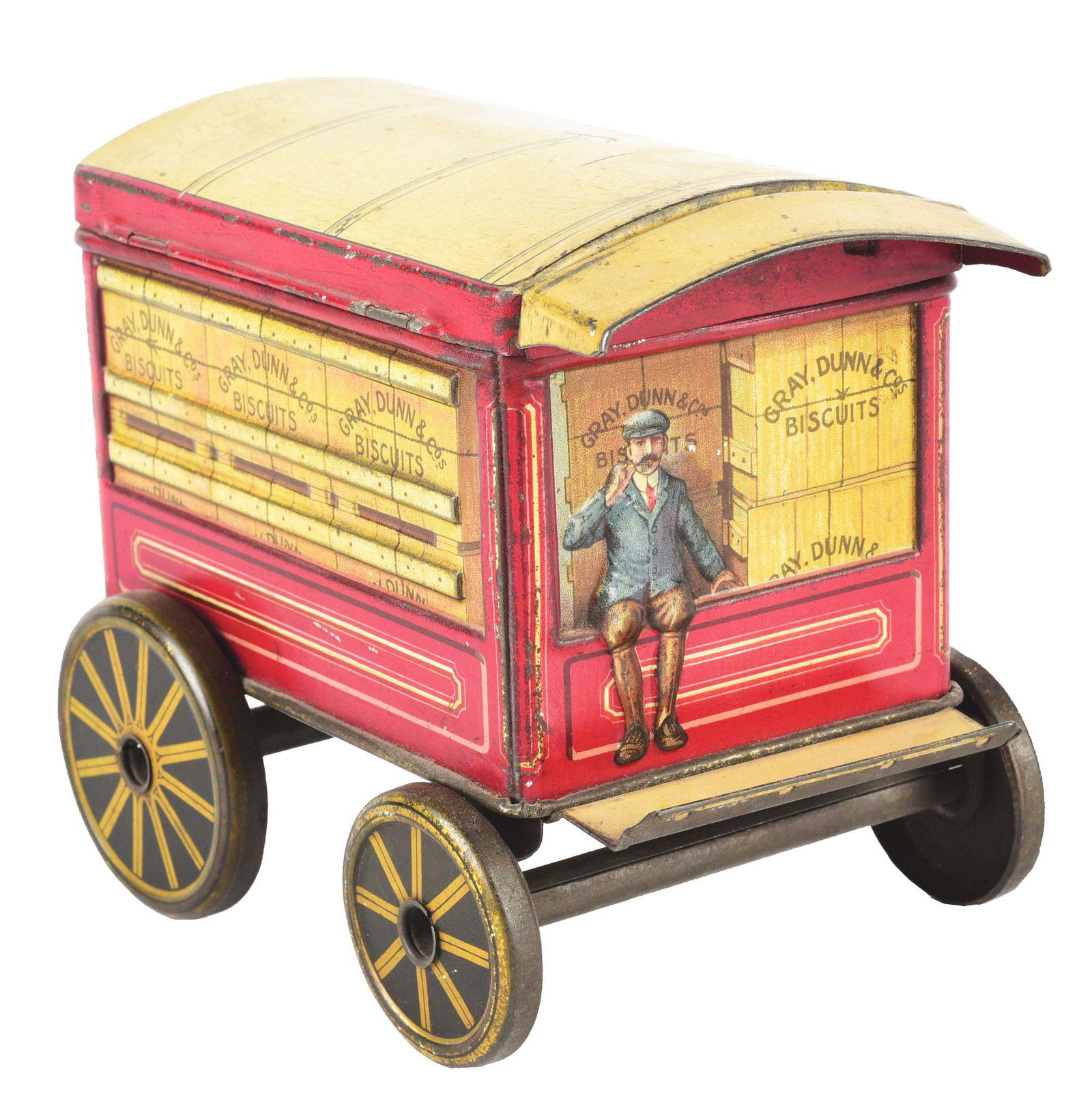 GRAY DUNN & CO. ENGLISH HORSE-DRAWN DELIVERY VAN BISCUIT TIN. (1 of 5)