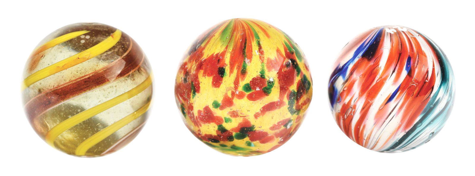 LOT OF 3: HANDMADE MARBLES. (1 of 6)