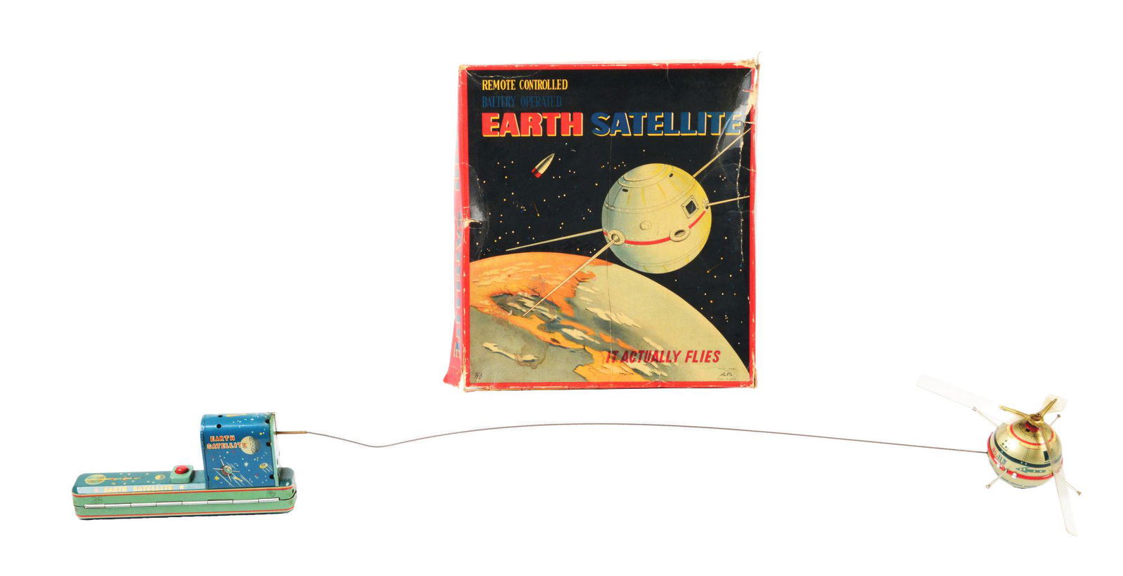 TIN LITHO BATTERY-OPERATED EARTH SATELLITE. (1 of 5)