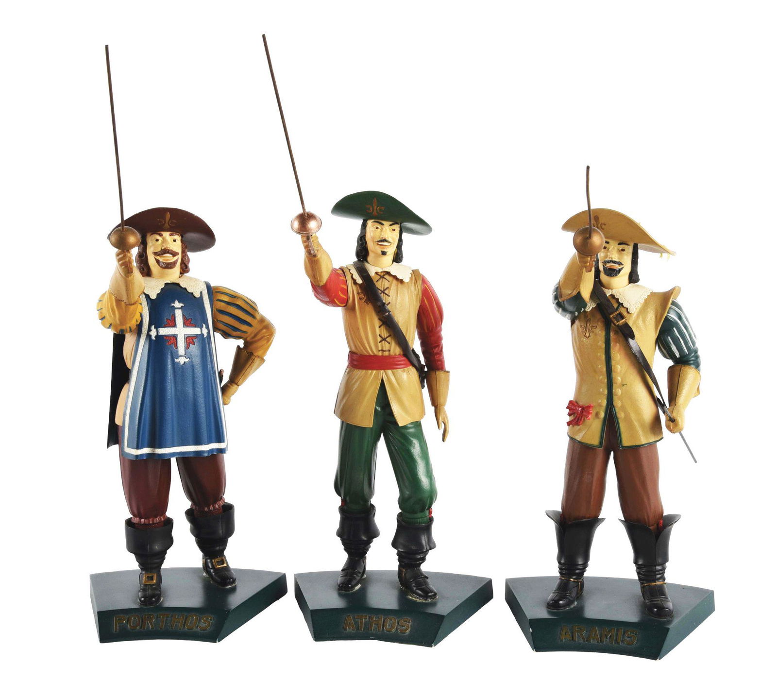 LOT OF 3: AURORA BUILT THREE MUSKETEER MODEL KITS. (1 of 4)