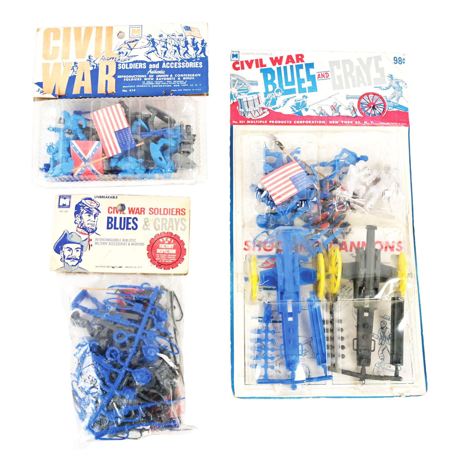 LOT OF 3: VARIOUS MPC CIVIL WAR-THEMED FIGURE AND WEAPON SETS. (1 of 1)