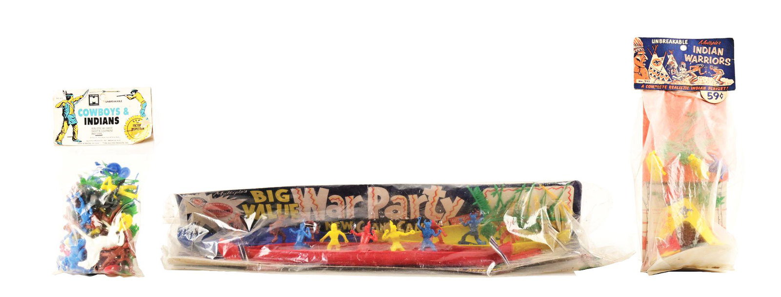 LOT OF 3: VARIOUS MPC COWBOY & INDIAN-THEMED PLAY SET FIGURES. (1 of 1)