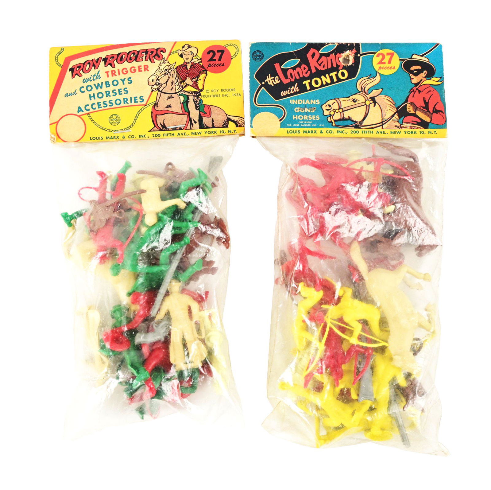 LOT OF 2: MARX LONE RANGER WITH TONTO AND ROY ROGERS FIGURE SETS. (1 of 1)